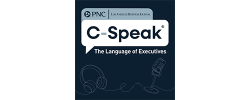 C-Speak Podcast logo in chat bubble above a dark blue background